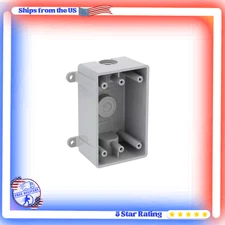 1-Gang Non-Metallic Weatherproof Box with (3) 1/2in Holes, for wet location Gray
