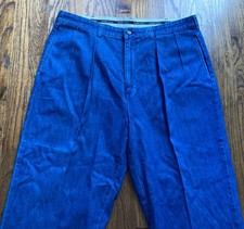 VTG Polo Ralph Lauren Pleated Denim Pants Mens Size 38x32 Trousers Andrew Preppy