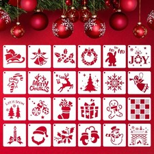 24 Pcs Small Christmas Stencils, 3" Christmas Stencils for Painting On Wood, ...