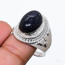 Black Sunstone Gemstone Handmade 925 Sterling Silver All Size Ring For Gift