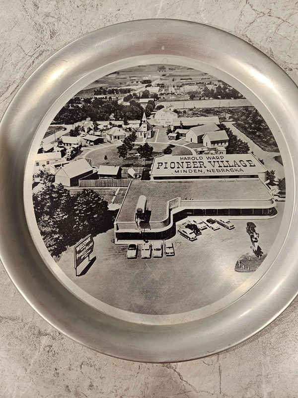 Pioneer Village Harold Warp Mindon, NE Serving Tray & Kansas Plate