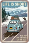 Beetle Car Tin Metal Signs Home Décor Vintage Travel Adventure Print Aesthetic f