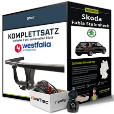 Für SKODA Fabia Stufenheck I Typ 6Y Anhängerkupplung starr +eSatz 7pol uni 99-