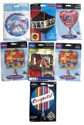 Graduation Party Balloons Foil CUBE Square Circle Heart FRAME 18'' LOT of 7