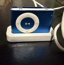 Apple iPod Shuffle 1GB - 2nd Gen - Blue - A1204 With USB Dock, Tested