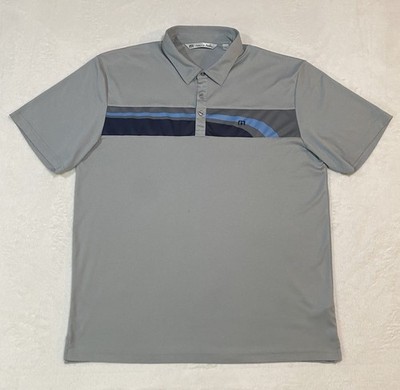 Travis Mathew Polo Shirt Mens Size X Large Gray Stripes Golf Light Weight