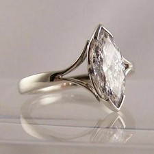 3CT Marquise Lab created Diamond Engagement Solitaire Ring 14K White Gold Finish