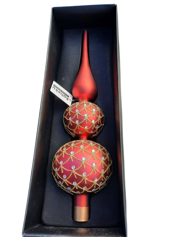 Marke: Kaheku Baumschmuck Baumspitze Tannenbaumspitze Glas Ordito Rot matt 30cm - Bild 3 von 3