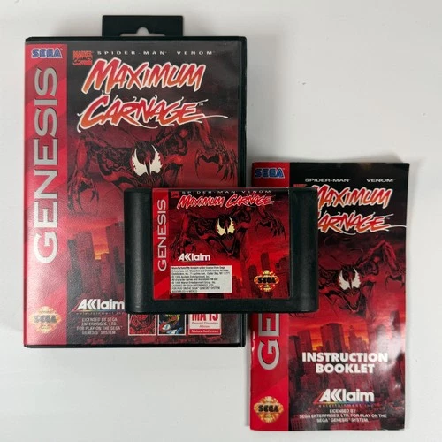 Maximum Carnage Sega Genesis Complete w/ Manual CIB - Excellent Condition
