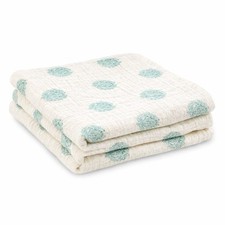 Aden  Anais Muslin Swaddle Blanket 39x43 Green Blue Medallion Baby