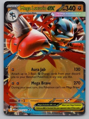 Mega Lucario ex 077/132 Double Rare Mega Evolution Pokemon Lightly Played
