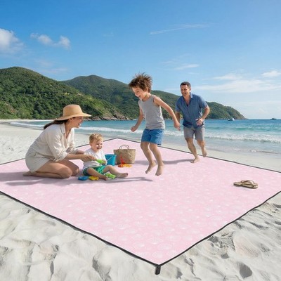OIGAE 7x7ft Sandproof Beach Blanket - Large Waterproof Picnic Mat for 3-4 Peo...