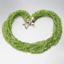 New In Box Retired SILPADA Sterling Silver 6 Strand PERIDOT Chip Necklace N1402