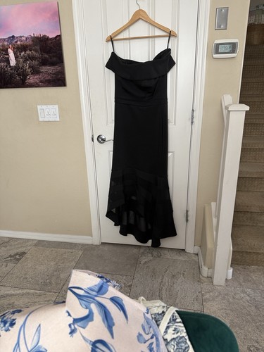 XSCAPE Women's Illusion High-Low Fit & Flare Black Formal Dress Paid $159 Worn1x - Picture 9 of 9