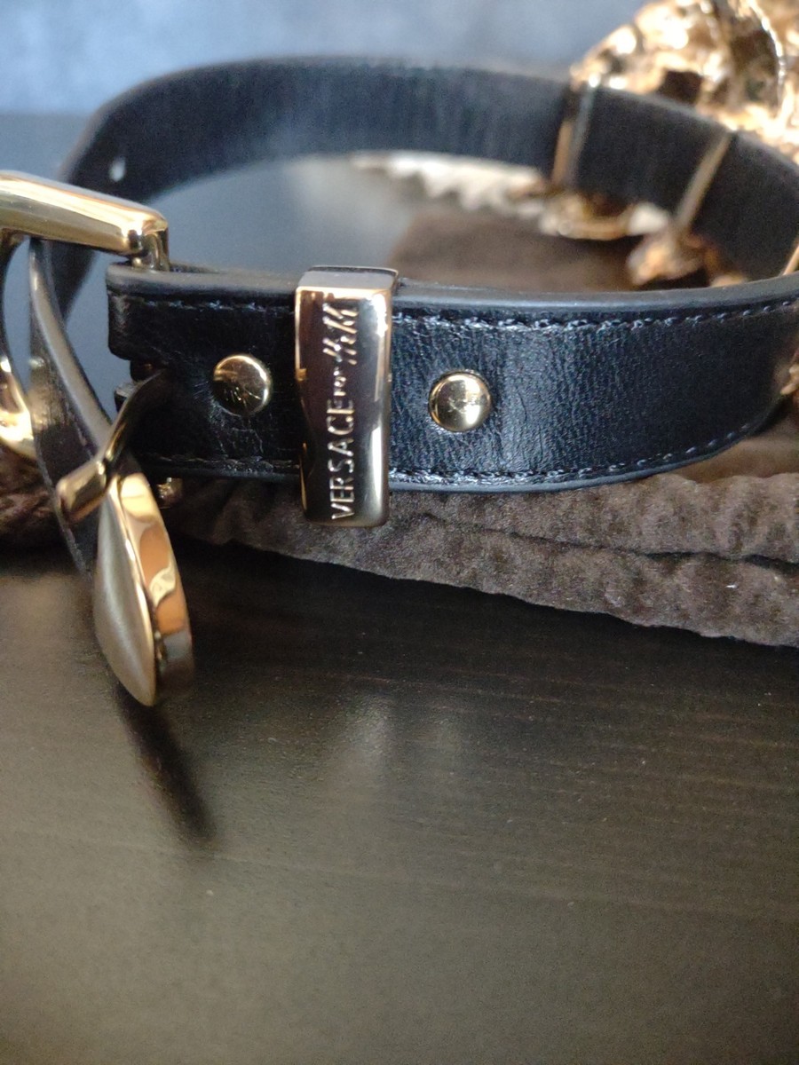 VERSACE ⭐チョーカー Versace For H&M Necklace Leather Choker Flower Crystal Black Gold