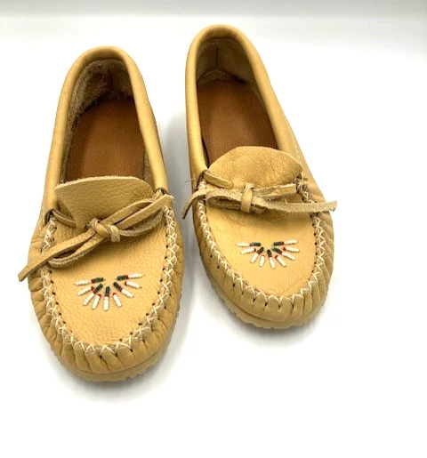 Mocasines de cuero Laurentian Chief para mujer talla 9 beige tostado Canadá Foto 2 de 4