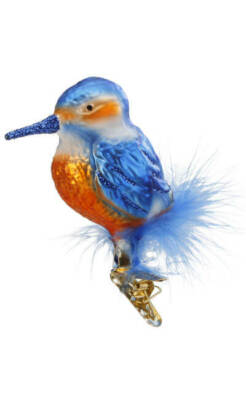 Inge Glas Bird Clip-On Icebird 10024S014 German Glass Orn NEW w/FREE Gift Box