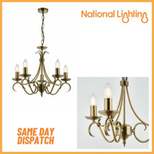 BRANDON 5 Way Pendant Chandelier E14 Dimmable Antique Brass Ceiling Lights