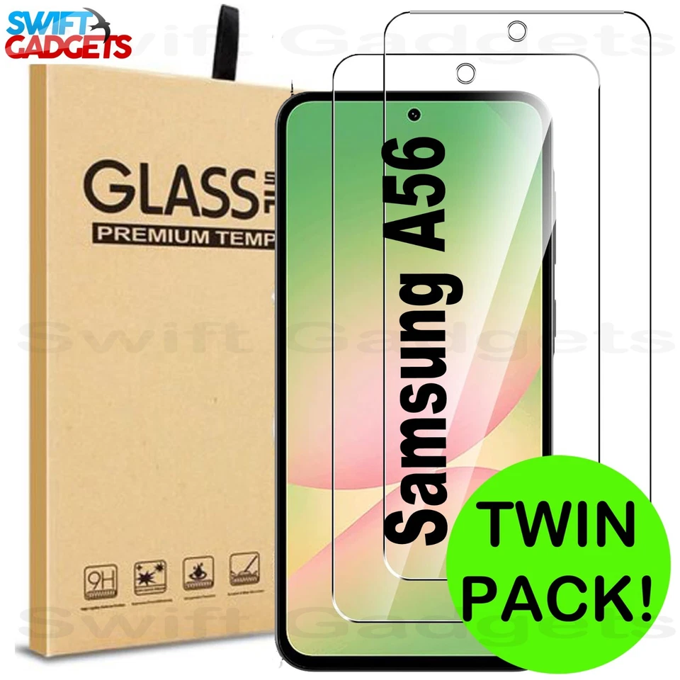SWIFT GLASS For Samsung Galaxy A56 Tempered Glass Screen Protector Guard Cover Twin pack