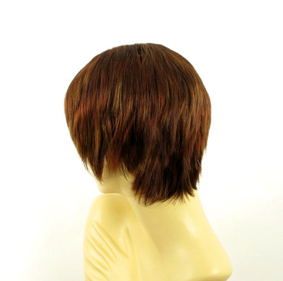 Perruque Courte Femme - Couleur Brun Cuivré, Blond Clair Et Rouge Ref. Elsa 33h, Synthétique, 35cm