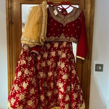 Indian Pakistani Wedding Lenga Gold And Maroon Eid Diwali Special Occasion Dress