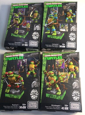 MEGA bloks Classic Collectors Complete Metal #DMW23  Don Leo Raph Mike NIB
