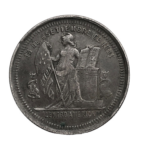 HONDURAS 1885/4 25 Centavos Error Double Die Original Tone AU. Silver Coin KM#50