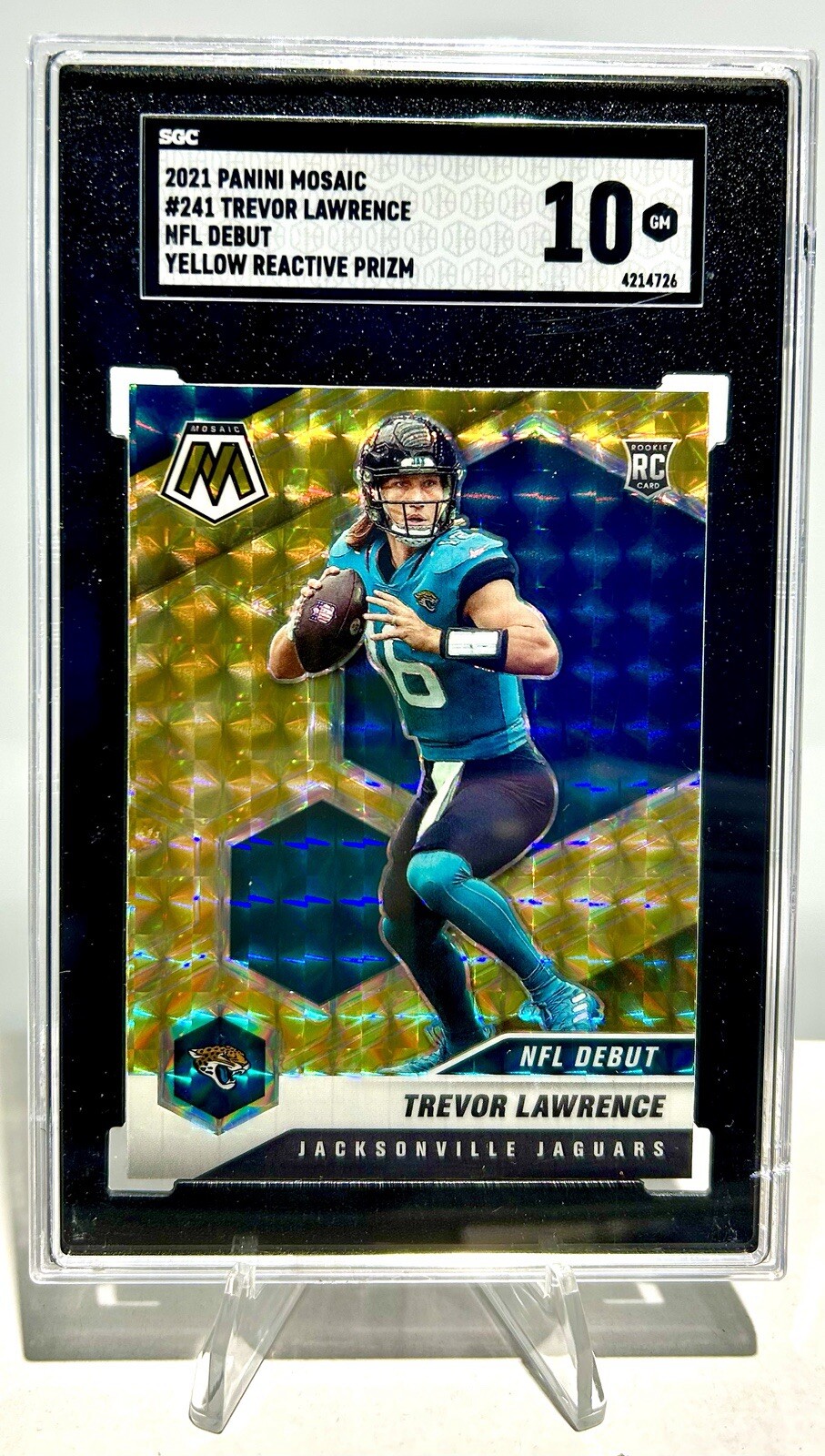 2021 Mosaic Trevor Lawrence RC #241 Yellow Reactive SGC 10
