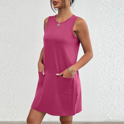 Summer Womens Sleeveless Sundress Short Beach Vacation Tank Dresses With Pockets - Bild 10 von 54