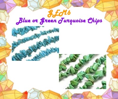 Blue or Green Turquoise Chips, 2mm to 4mm
