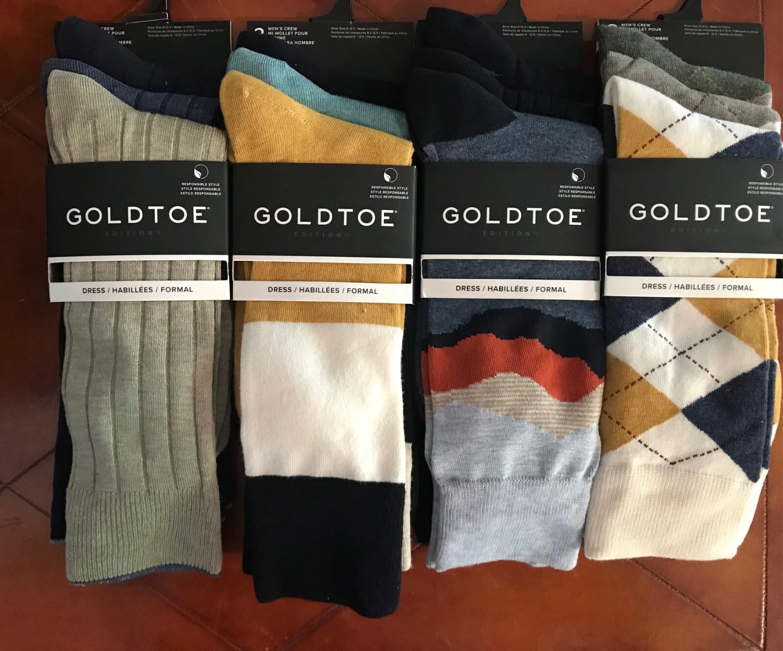 Goldtoe Men's 12 pair Special Edition Crew Dress Socks size 6-12.5