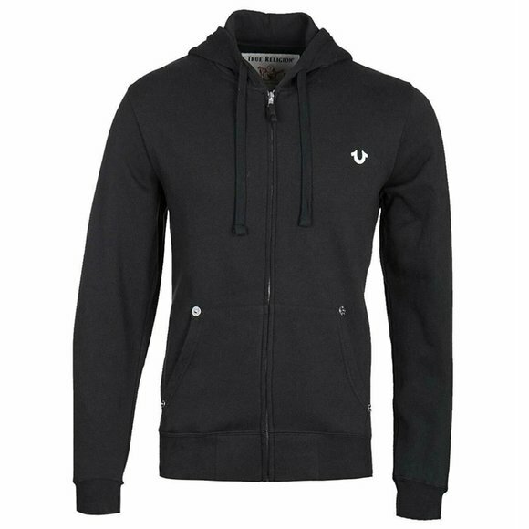 True Religion Classic Logo Zip Up Hoodie Black XXL NWT eBay