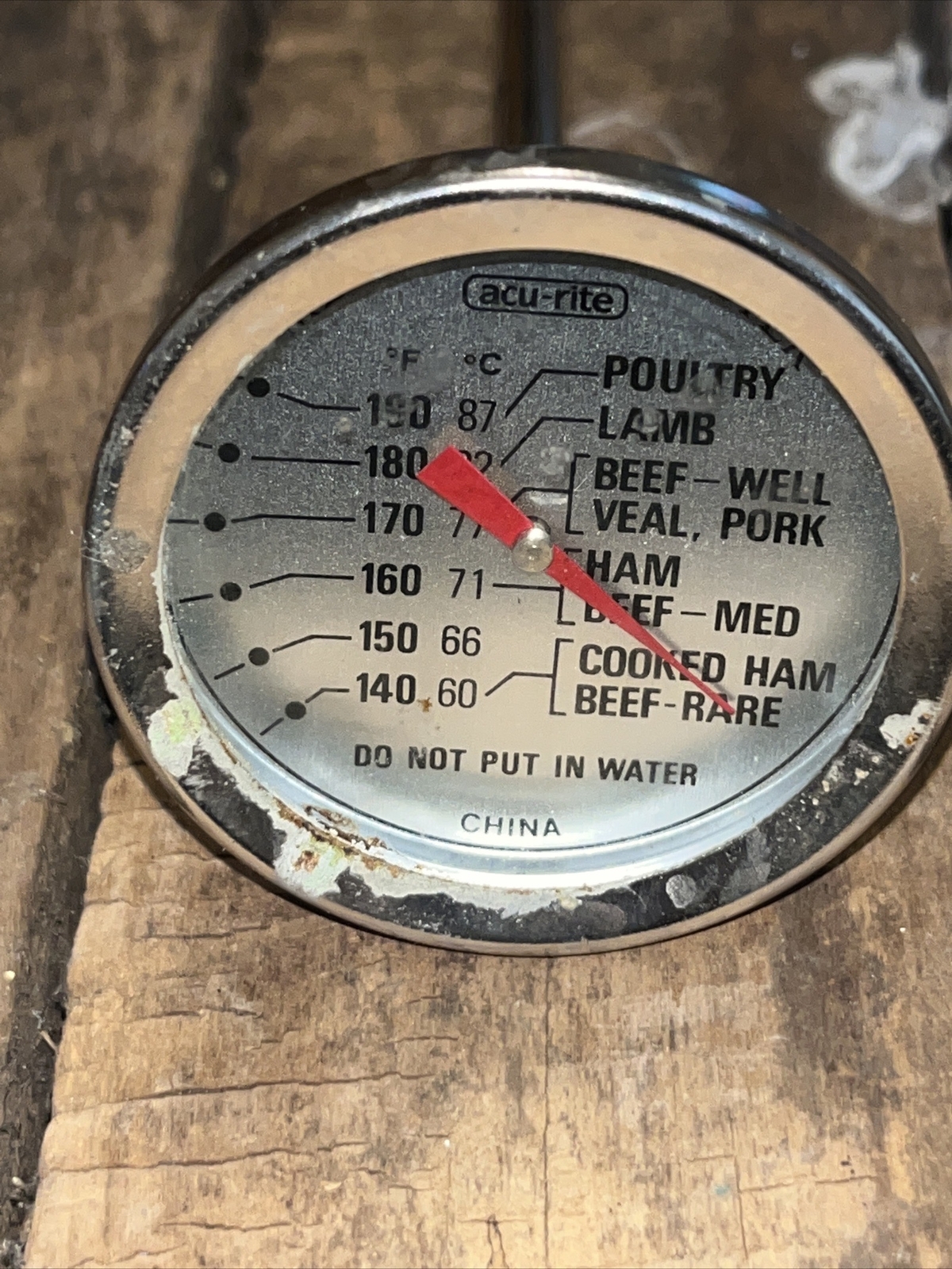 Vintage AcuRite Meat Thermometer Stainless Steel 5” X 2” Wide Kitchen