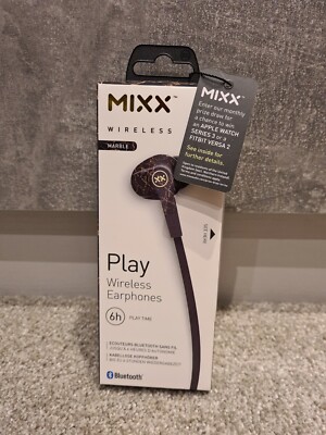 MIXX Audio Play Wireless Bluetooth Kopfhörer - Marmor. Neu 6 Stunden Spiel UVP 22£