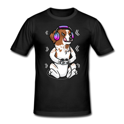 Epagneul Breton T-Shirt Hund Brittany Gamer Bretonischer Vorstehhund Geschenk