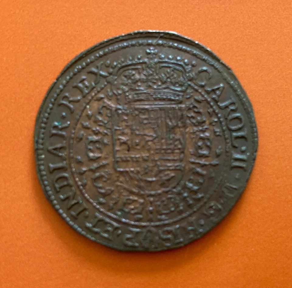 1677 SPANISH-NETHERLANDS KING CHARLES II OF SPAIN JETON RARE. UNC. - Image 2 of 2