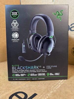 RAZER BLACKSHARK V2 +USB SOUND CARD, MULTI-PLATFORM WIRED HEADSET FOR ESPORTS