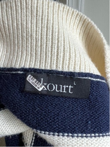 Anthropologie Kourt Sweater Monica Striped Large Blue Cream Cropped Square Neck - Picture 10 of 15