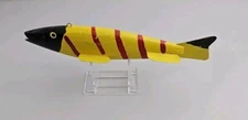Handmade Vintage Ice Fish Spearing Decoy  Fishing Folk Art Wood 8” Yellow