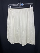 VANITY FAIR IVORY ELASTIC WAIST LACE ACCENT 22" LONG SLIP SZ L 185A