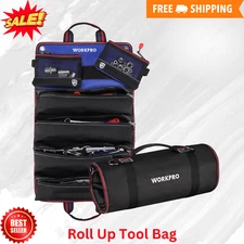 WORKPRO Heavy Duty Roll Up Tool Bag Tool Pouches Tool Bag Organizer 6 Pockets