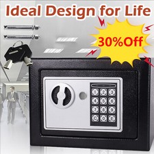 Strong Iron Steel Black Key Password Security Money Cash Safe Box Office House