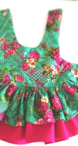 DOG HARNESS DRESS GREEN AND DARK PINK NEW HANDMADE FREE SHIPPING - Picture 3 of 6