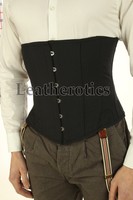Black Cotton Fabric Corset For Men Tight Lacing Steel Boned Back Posture Support Black Cotton Fabric Corset For Men Tight Lacing Steel Boned Back Posture Support