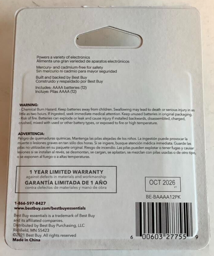 NEW 24-PACK Best Buy Essentials AAAA Alkaline 1.5V Batteries 2026 E96 LR61