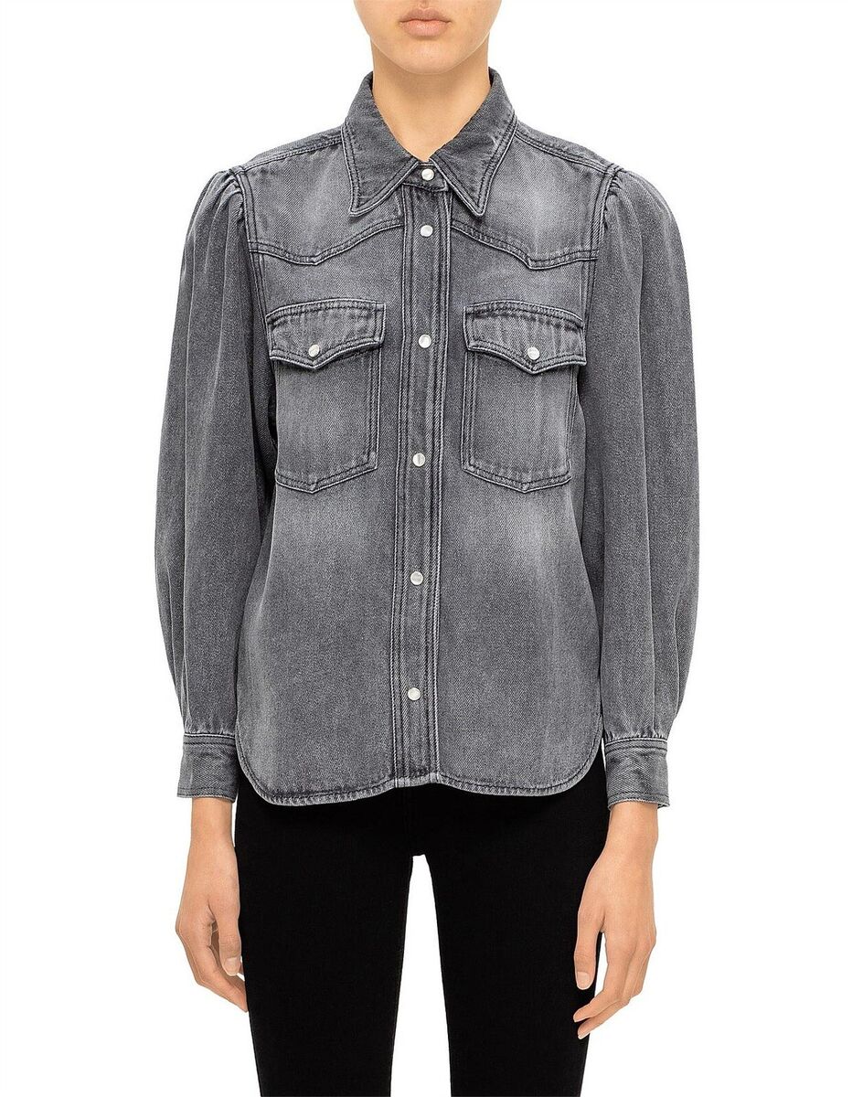 ISABEL MARANT ETOILE - Tahisse Grey Fluid Denim Shirt - Size ISABEL MARANT ETOILE - Tahisse Grey Fluid Denim Shirt - Size