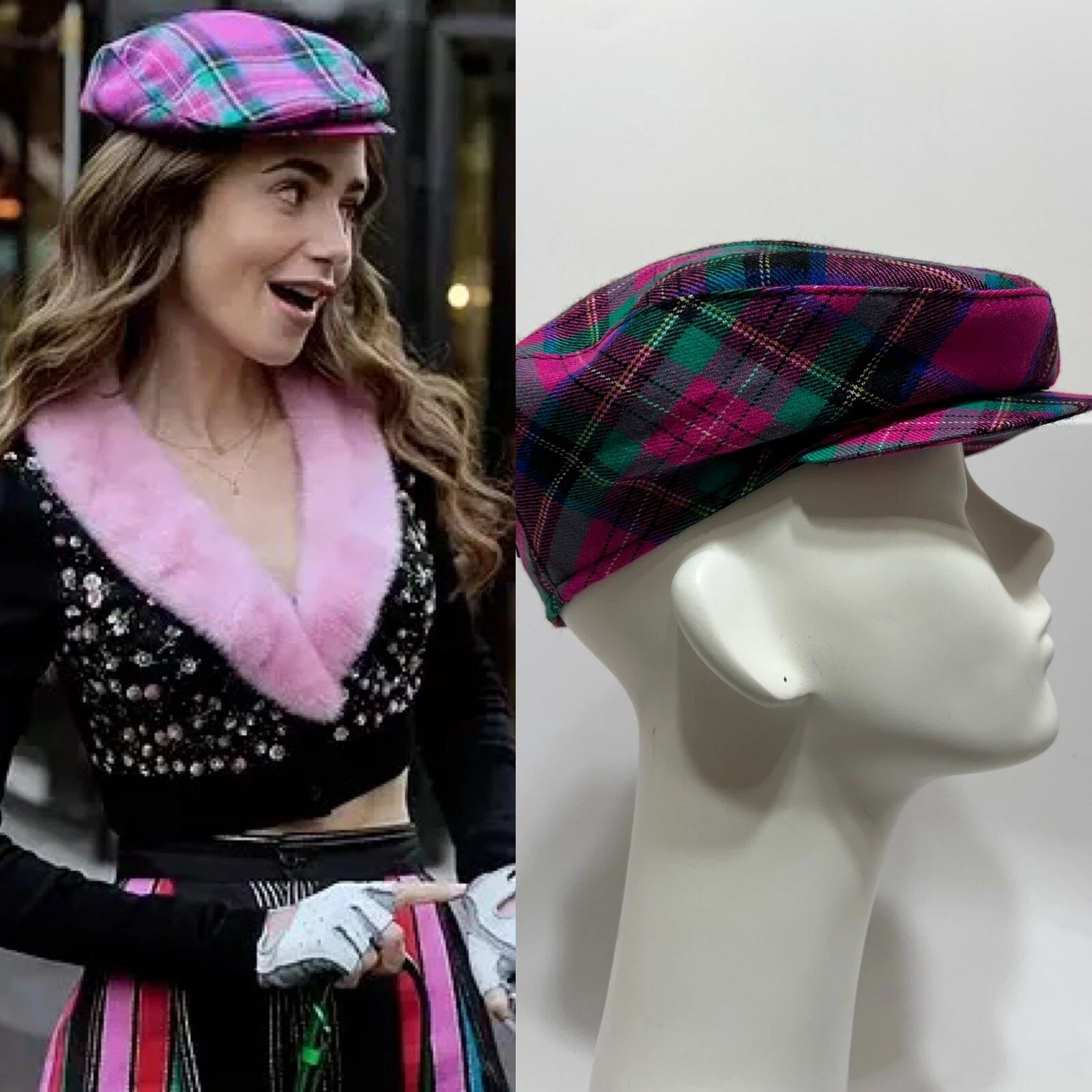 Vtg Dolce & Gabbana D&G Pink Tartan Hat XS