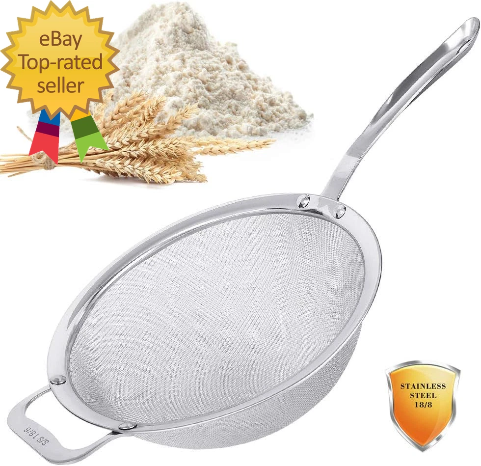 9" Large Mesh Strainer, Stainless Steel 18/8 Extra Fine Quinoa Sieve, with Solid
Opens in a new wind