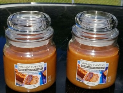 Lot of 2 Yankee Candle Banana Walnut Bread 19l2 oz. Glass Jar Candle NEW 