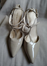 Nine West 8-1/2M Stilletto Dress Shoe Taupe Pointed Toes Ankle strap